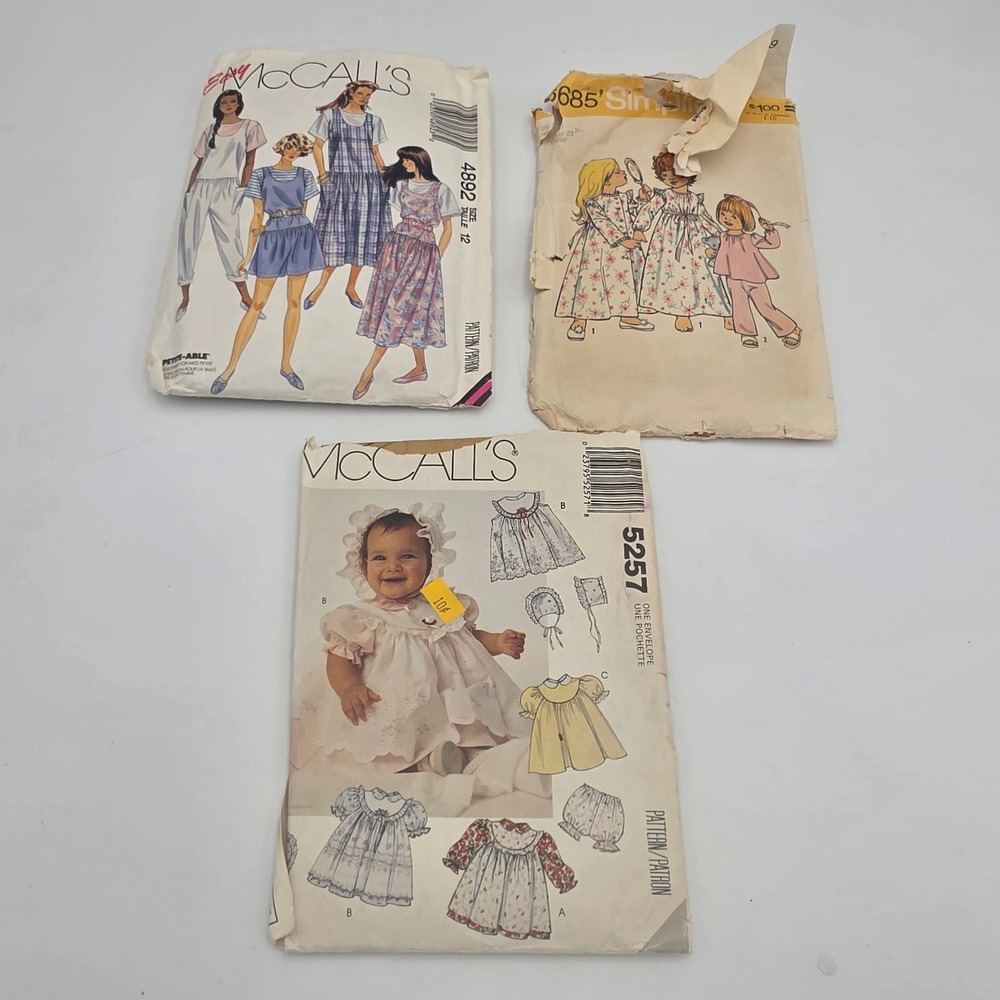 Vintage Sewing Pattern Lot McCall's 4892 5257 Simplicity 6685 Jumpsuit Infant